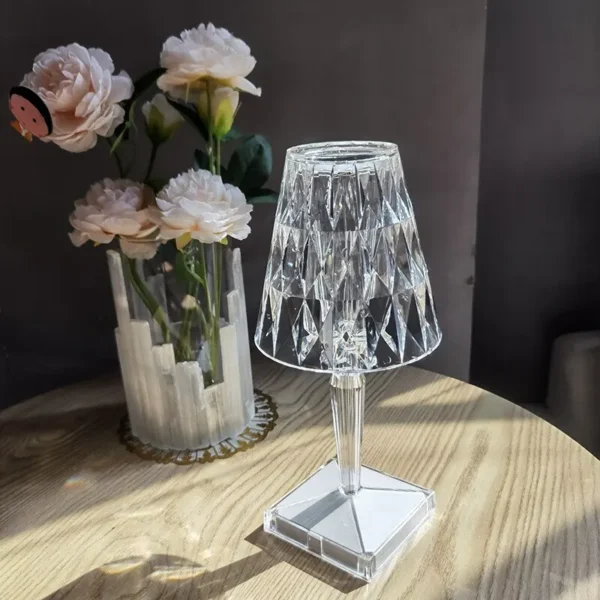 ⁦Diamond Table Lamp LED Touch Control Crystal Charging Acrylic⁩ - الصورة ⁦6⁩