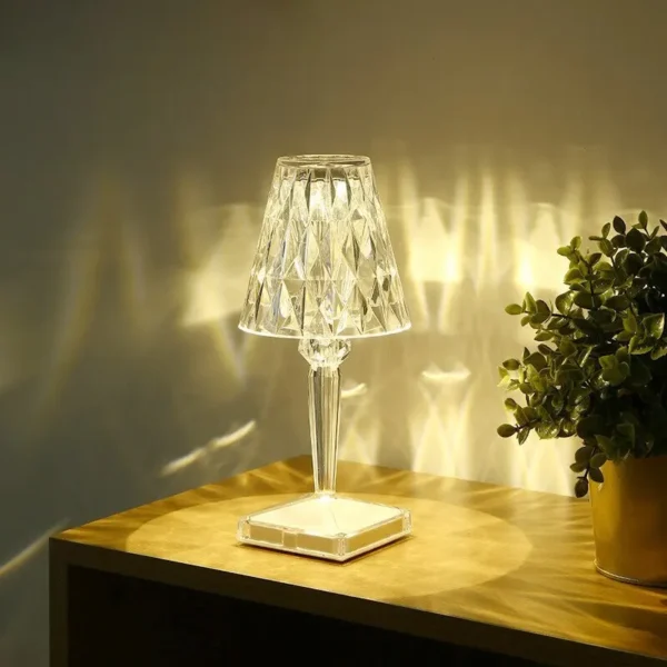 ⁦Diamond Table Lamp LED Touch Control Crystal Charging Acrylic⁩ - الصورة ⁦8⁩