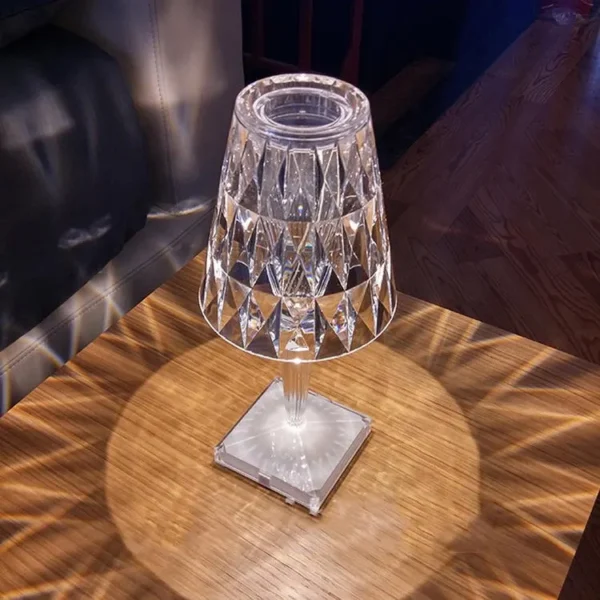 ⁦Diamond Table Lamp LED Touch Control Crystal Charging Acrylic⁩ - الصورة ⁦2⁩