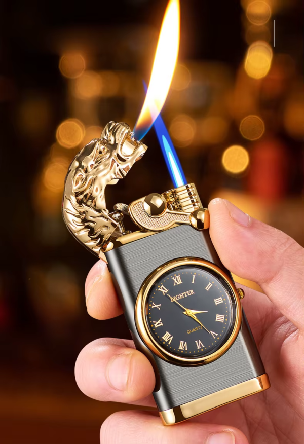 riquet Lion à Double Flamme avec Horloge - Image 2